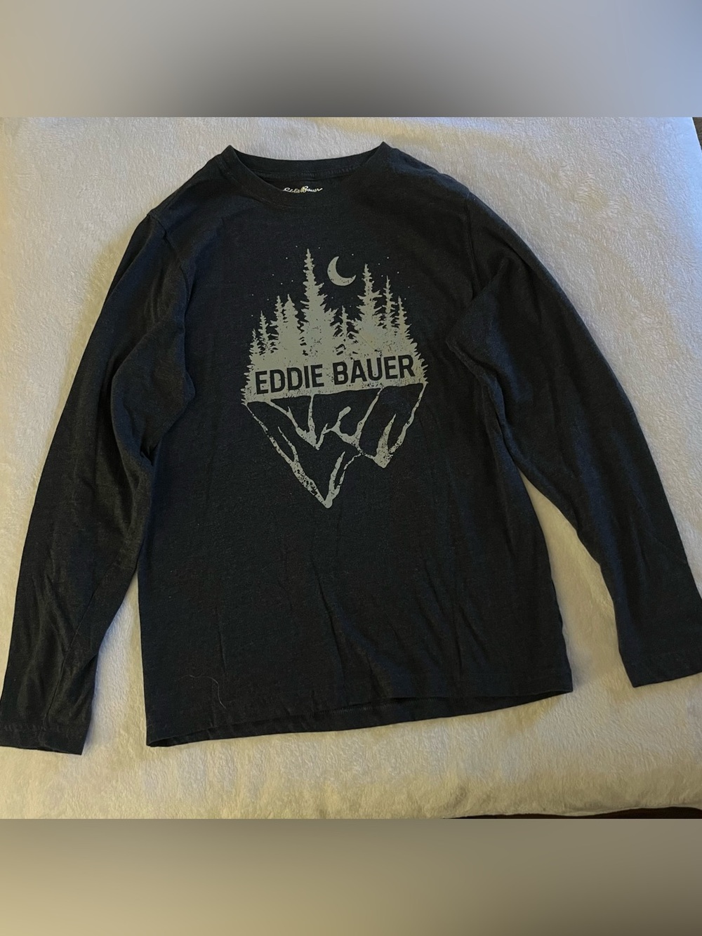 Eddie Bauer Black Long-Sleeve Tee with Gray Nature Graphic